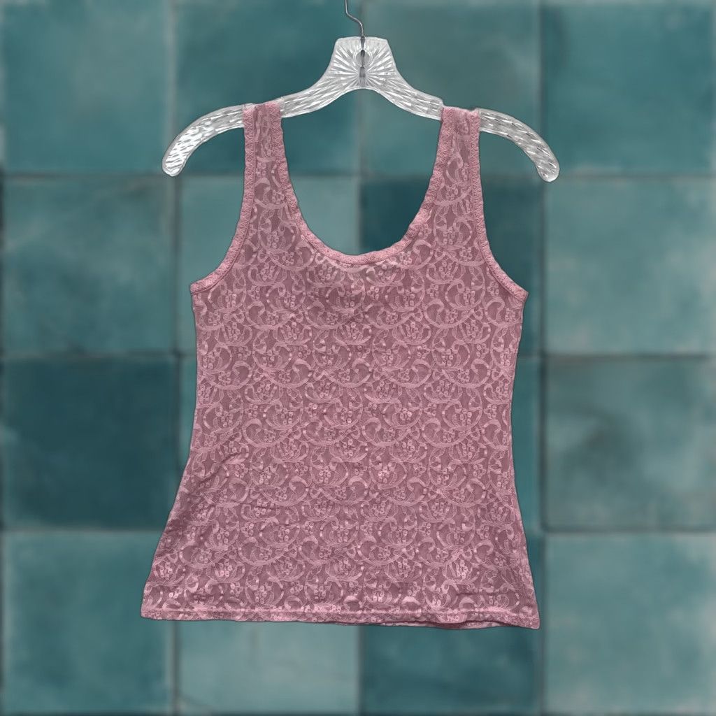 Vintage VINTAGE 90s Y2K Camisole Tank Top Pink Lace Coquette Fairy Whimsigoth Shirt Womens L Size L / US 10 / IT 46 - 1 Thumbnail