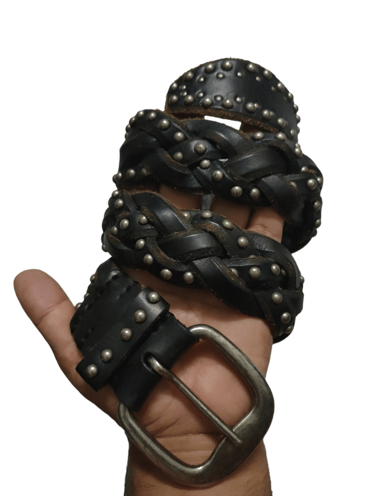 Handmade Fully Leather Belt Studded x Hand Made Designs Size 36 - 1 Thumbnail