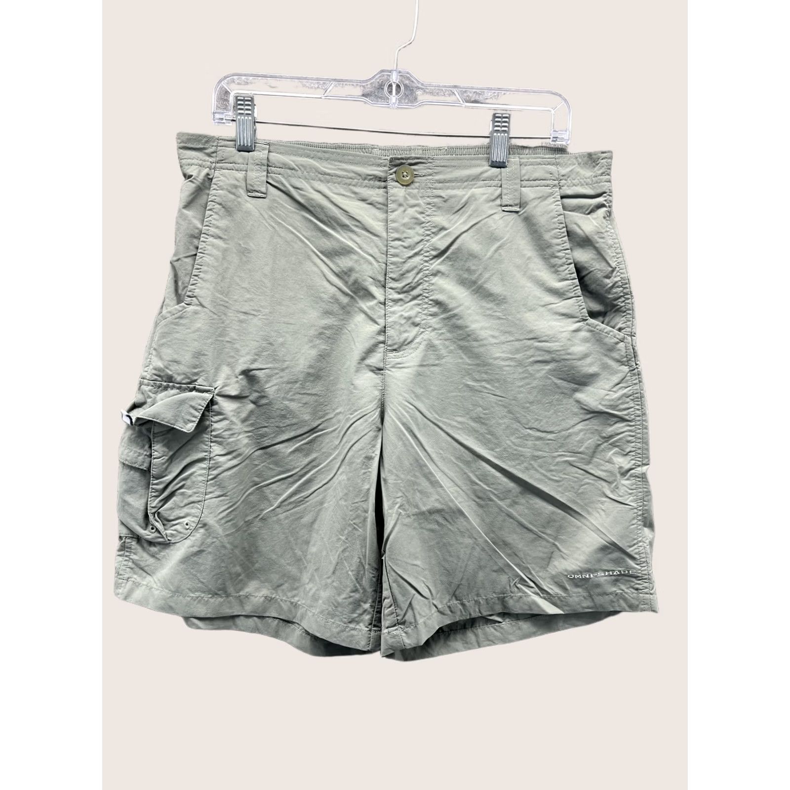 Vintage Columbia PFG Omni-Shade Shorts Mens Medium Green Nylon Cargo Fishing 8 Inseam Size US 31 - 1 Thumbnail