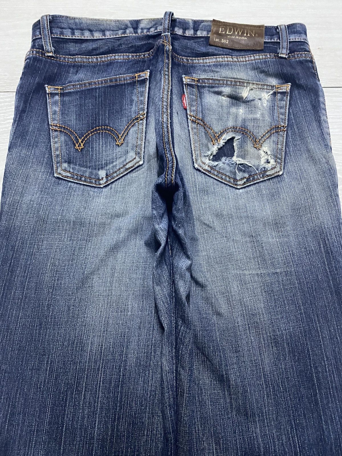 Edwin Vintage Edwin 502 Blue Wash Distressed Jeans Size US 31 - 4 Thumbnail