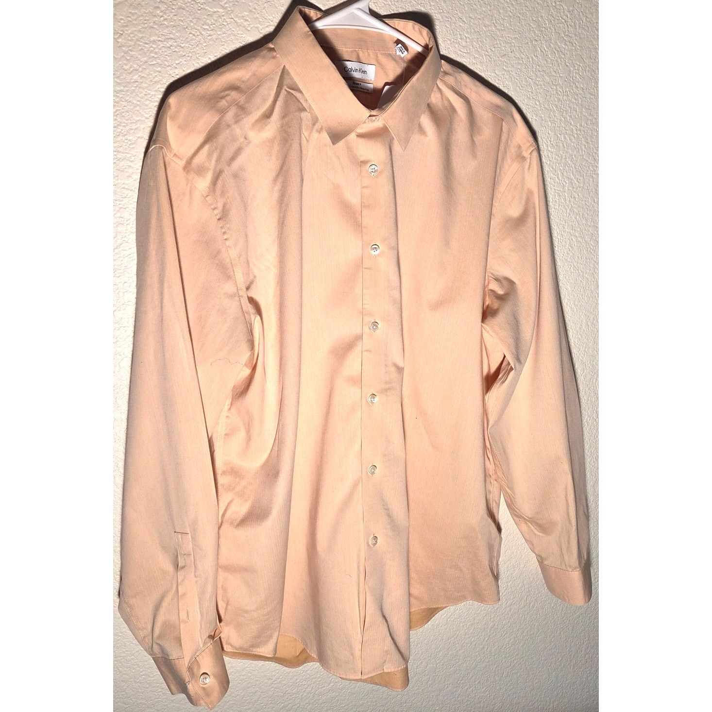 Calvin Klein Calvin Klein Slim Fit Peach Button Up - 2XL (18 34/35) Size US XXL / EU 58 / 5 - 2 Thumbnail