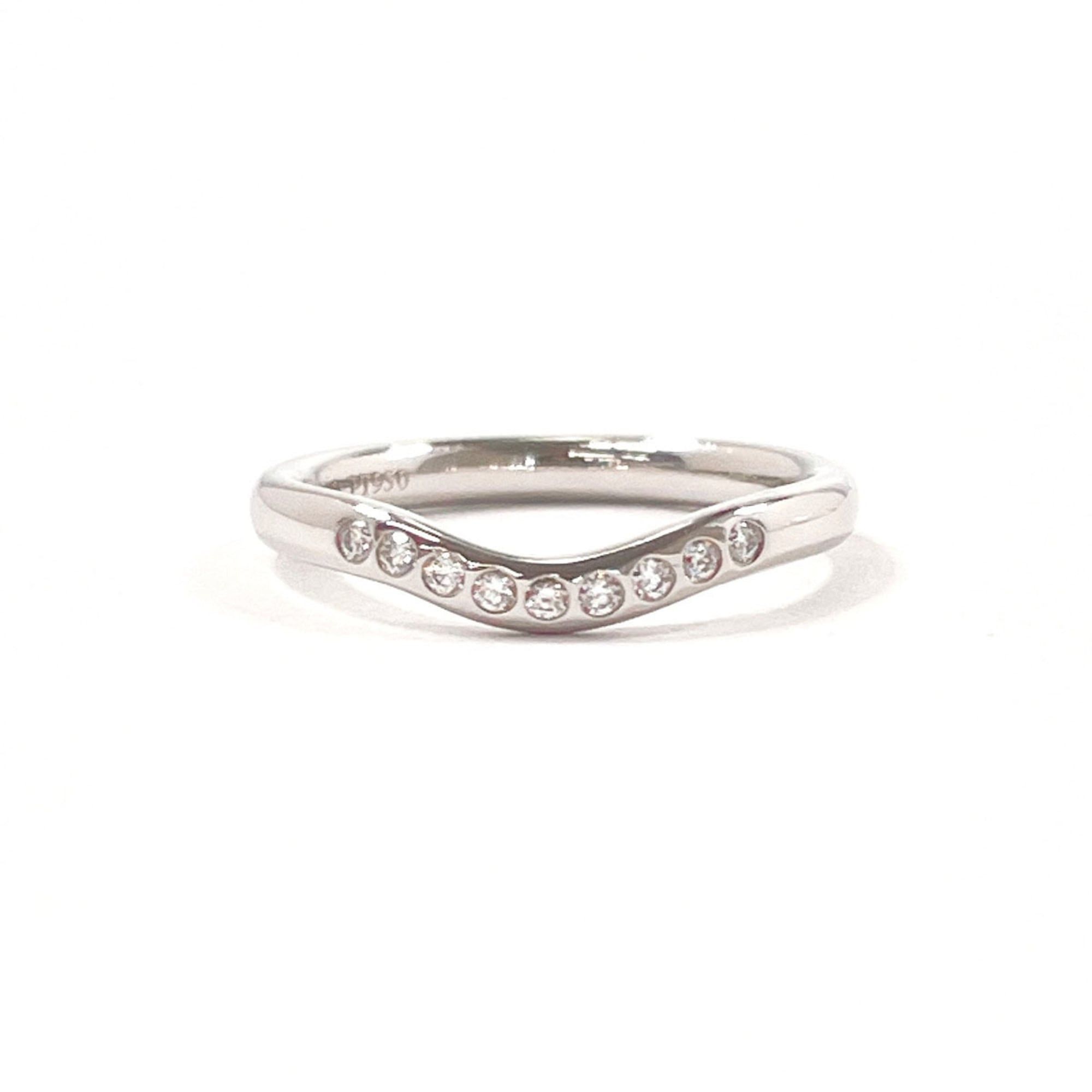 Tiffany & Co. TIFFANY&Co. Tiffany Curved Band Ring, Elsa Peretti design, Pt950 platinum/diamond 6.5, silver, women's. Size ONE SIZE - 1 Thumbnail