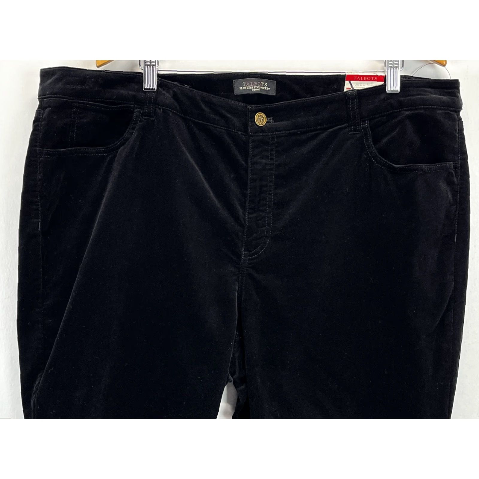 Talbots Talbots Flawless Velveteen 5 Pocket Jegging Pants 22W Plus Black Womens NEW! Pockets Cotton Blend Jeans Style Skinny Plus 22W Women Pants Size 40" / US 18 - 2 Thumbnail