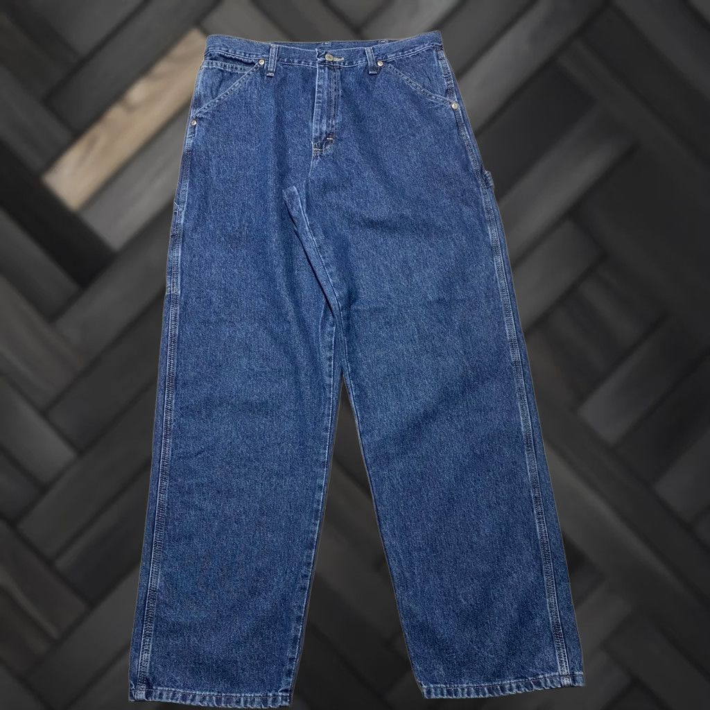 Wrangler Wrangler Carpenter Jeans Mens 34x33 Dark Wash Blue Denim Relaxed Fit 90s Hip Hop Size US 34 / EU 50 - 1 Thumbnail