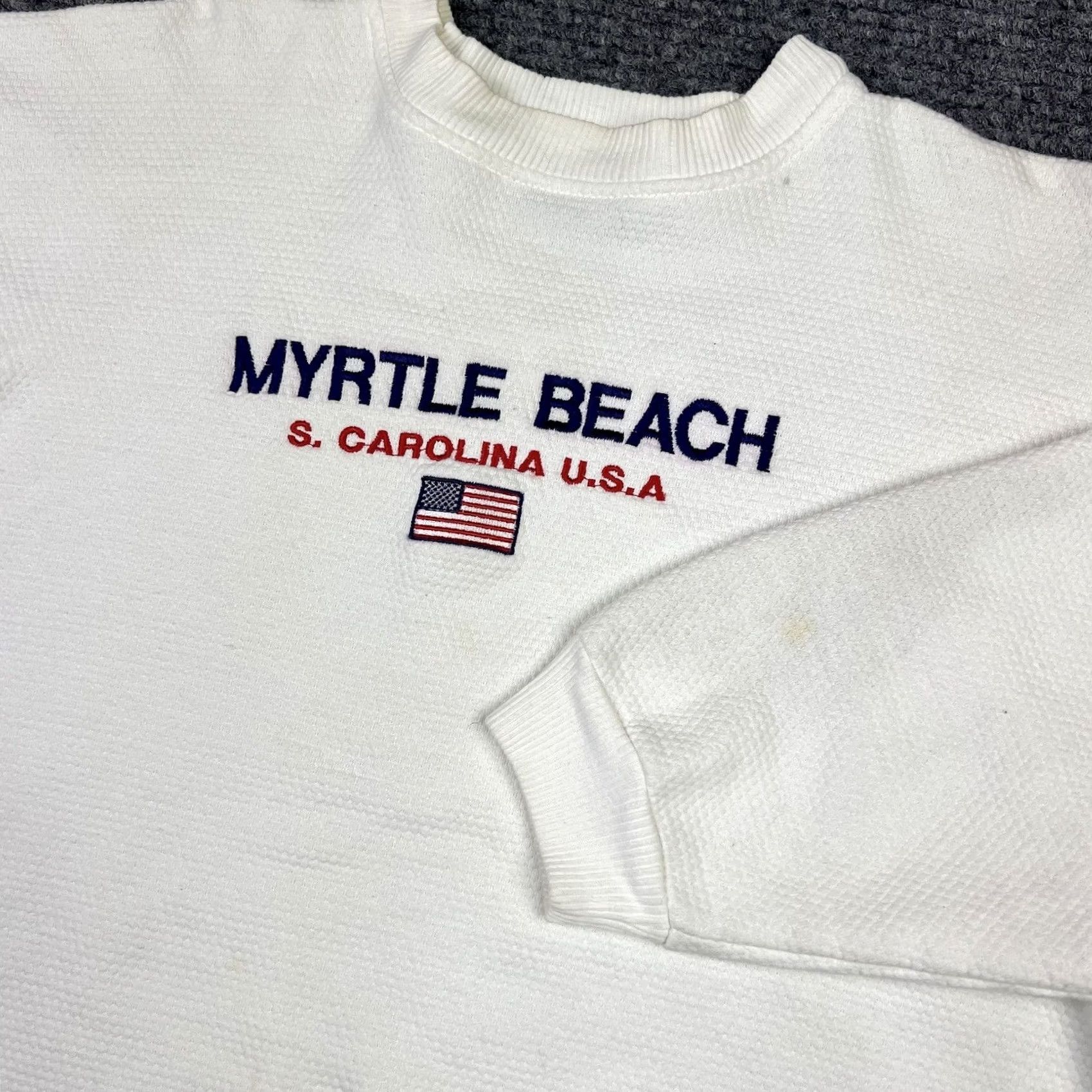 Vintage VINTAGE Myrtle Beach Embroidered Crewneck Sweatshirt Women Large White 90s Beach Patriotic Exist Sports Line Size L / US 10 / IT 46 - 6 Thumbnail