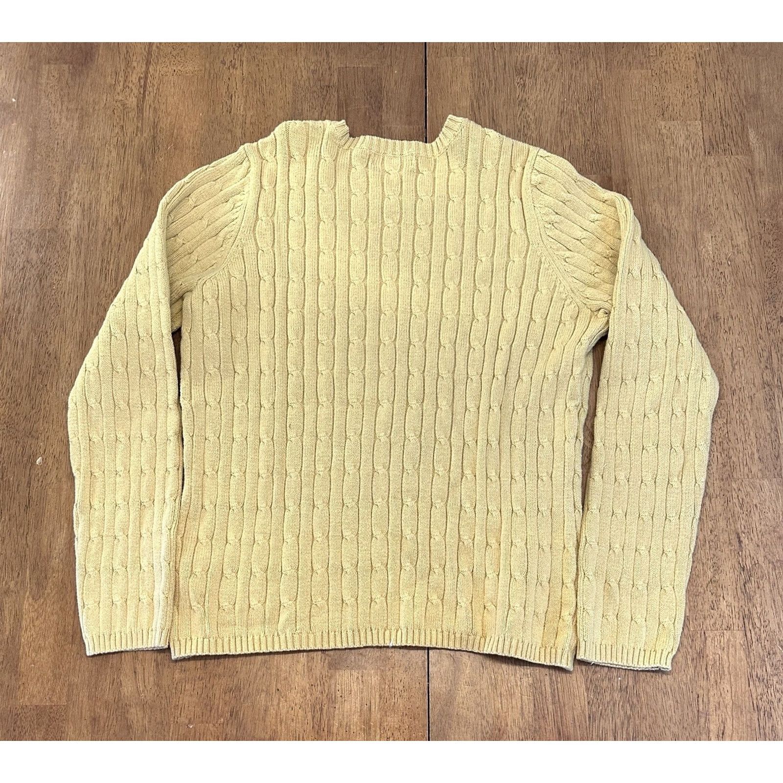 Vintage St. John's Bay Sweater Yellow Large 90s Classic Cable Knit Pullover Women Size L / US 10 / IT 46 - 4 Thumbnail