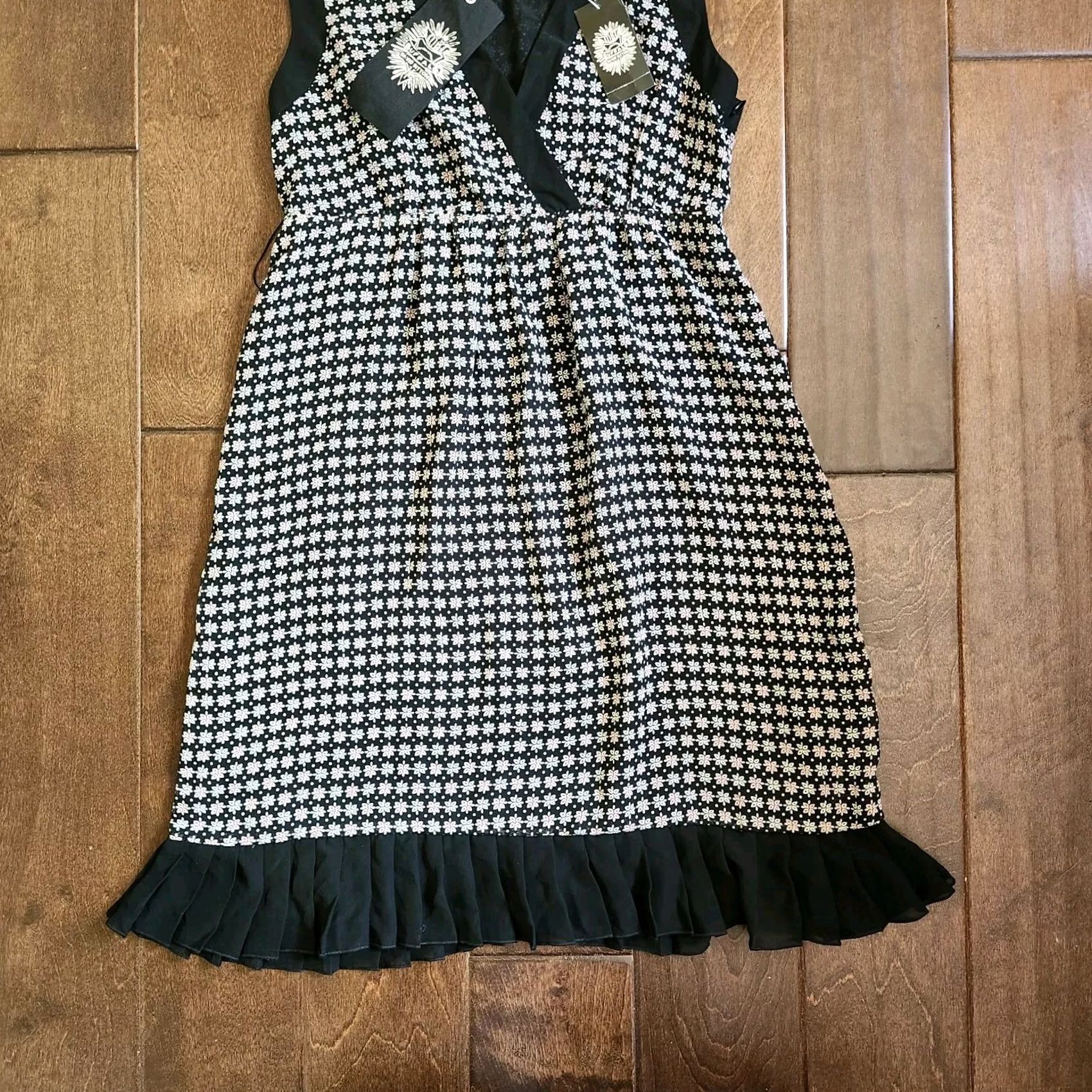 Buffalo David Bitton Buffalo Jeans Women's Maxi Dress Sleeveless Floral Ruffle XS Black NWT Busy Travel Party/Cocktail Gift Size XS / US 0-2 / IT 36-38 - 3 Thumbnail