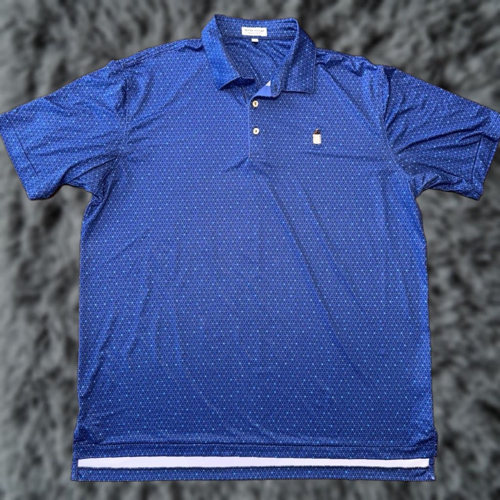 Peter Millar Peter Millar Polo XL Mens Blue Pink Nevillewood Golf AOP Geometric Logo Short Sleeve Shirt Size US XL / EU 56 / 4 - 1 Thumbnail