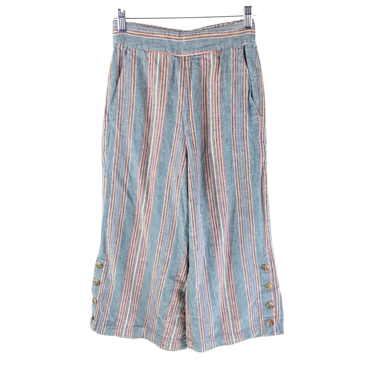 Madewell Madewell Womens Huston Side Button Pull-on Crop Pants Stripe Size 24" / US 00 / IT 34 - 1 Thumbnail