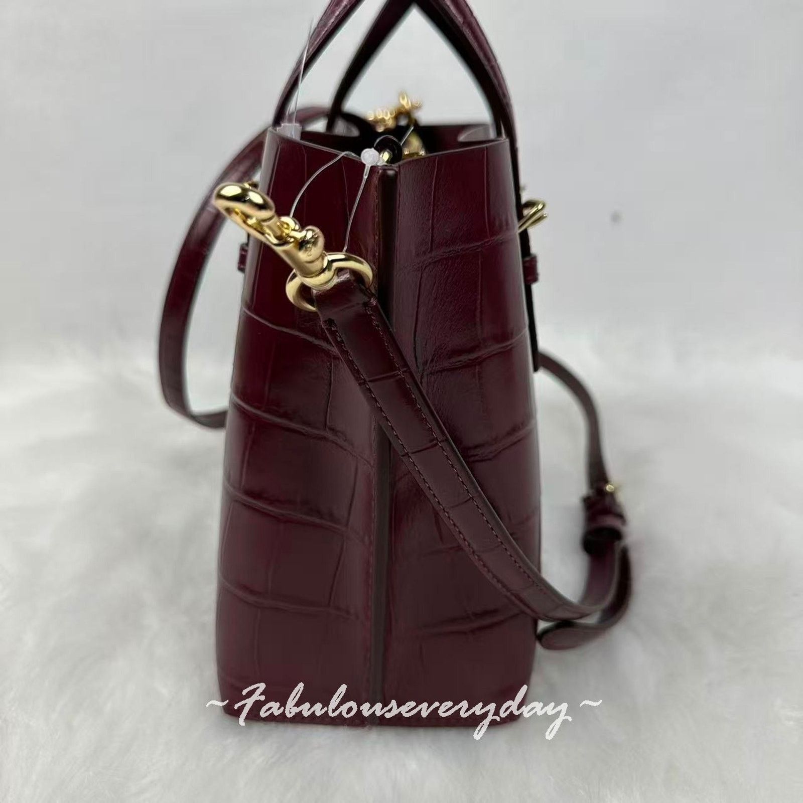 Coach Coach Mollie Tote Bag Crocodile-embossed Leather/Dark Wine Size ONE SIZE - 2 Thumbnail