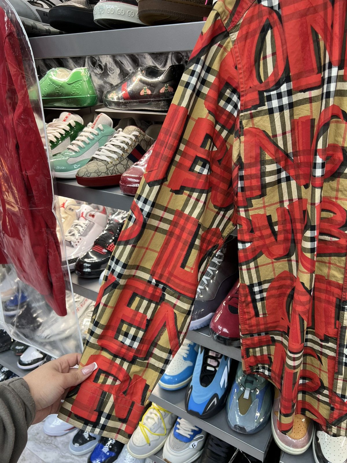 Burberry Burberry Red Check Graffiti Button Up Size US L / EU 52-54 / 3 - 4 Thumbnail
