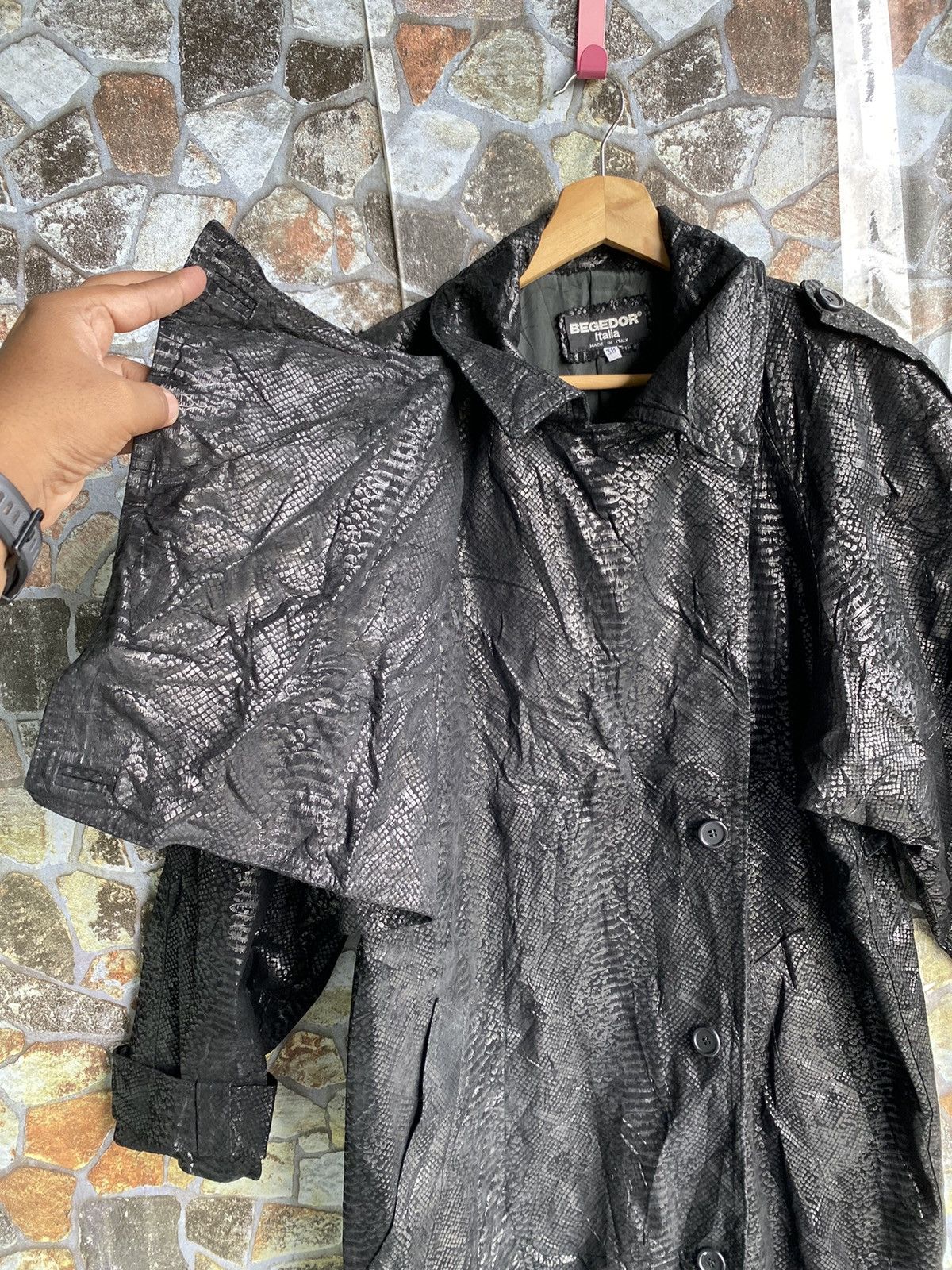 If Six Was Nine × Le Grande Bleu (L.G.B.) Vintage Begedor Italia Leather Trench Coat Jacket Size US XL / EU 56 / 4 - 6 Thumbnail