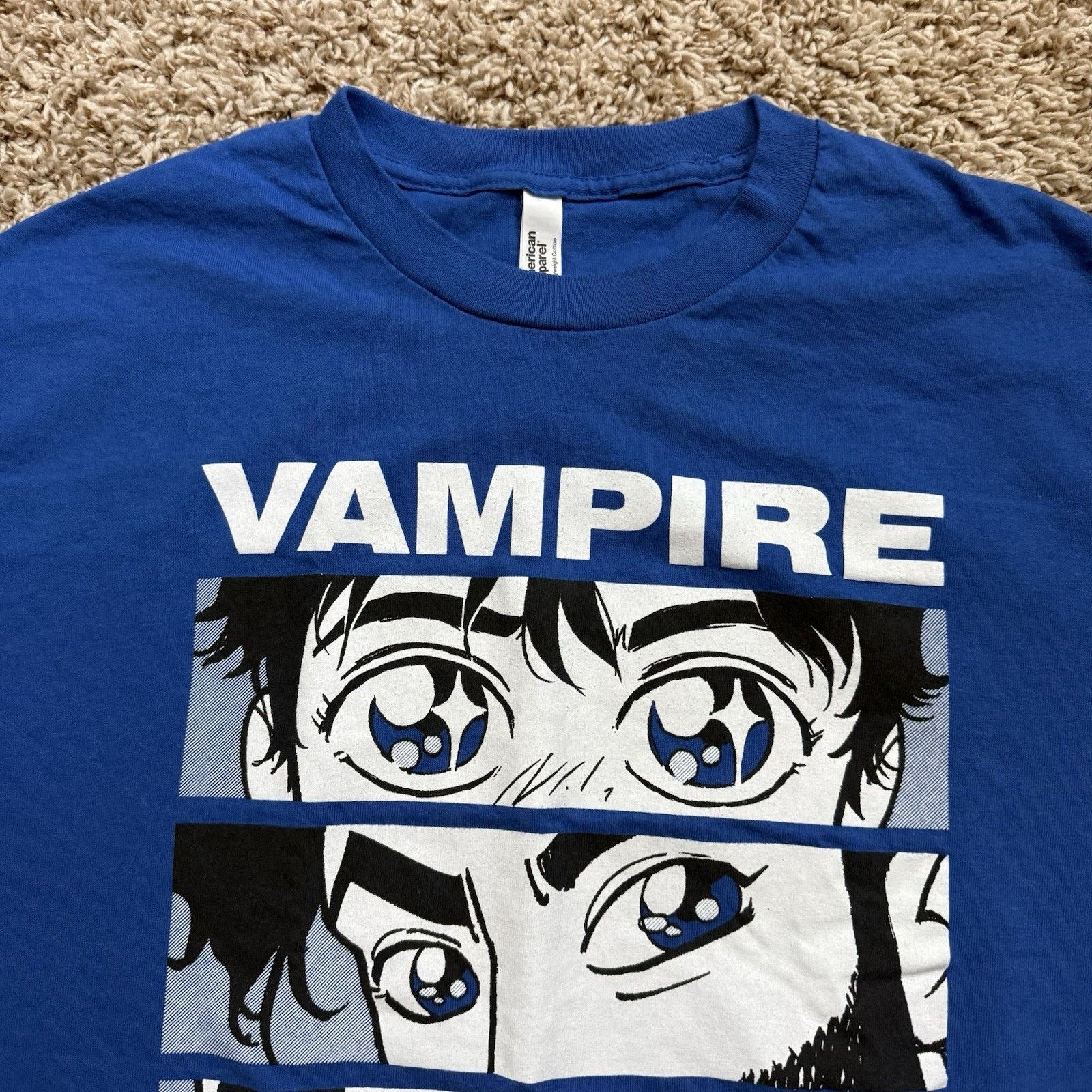 American Apparel VAMPIRE WEEKEND BRIAN LEE O’MALLEY ANIME EYES T-Shirt BLUE Size US L / EU 52-54 / 3 - 3 Thumbnail