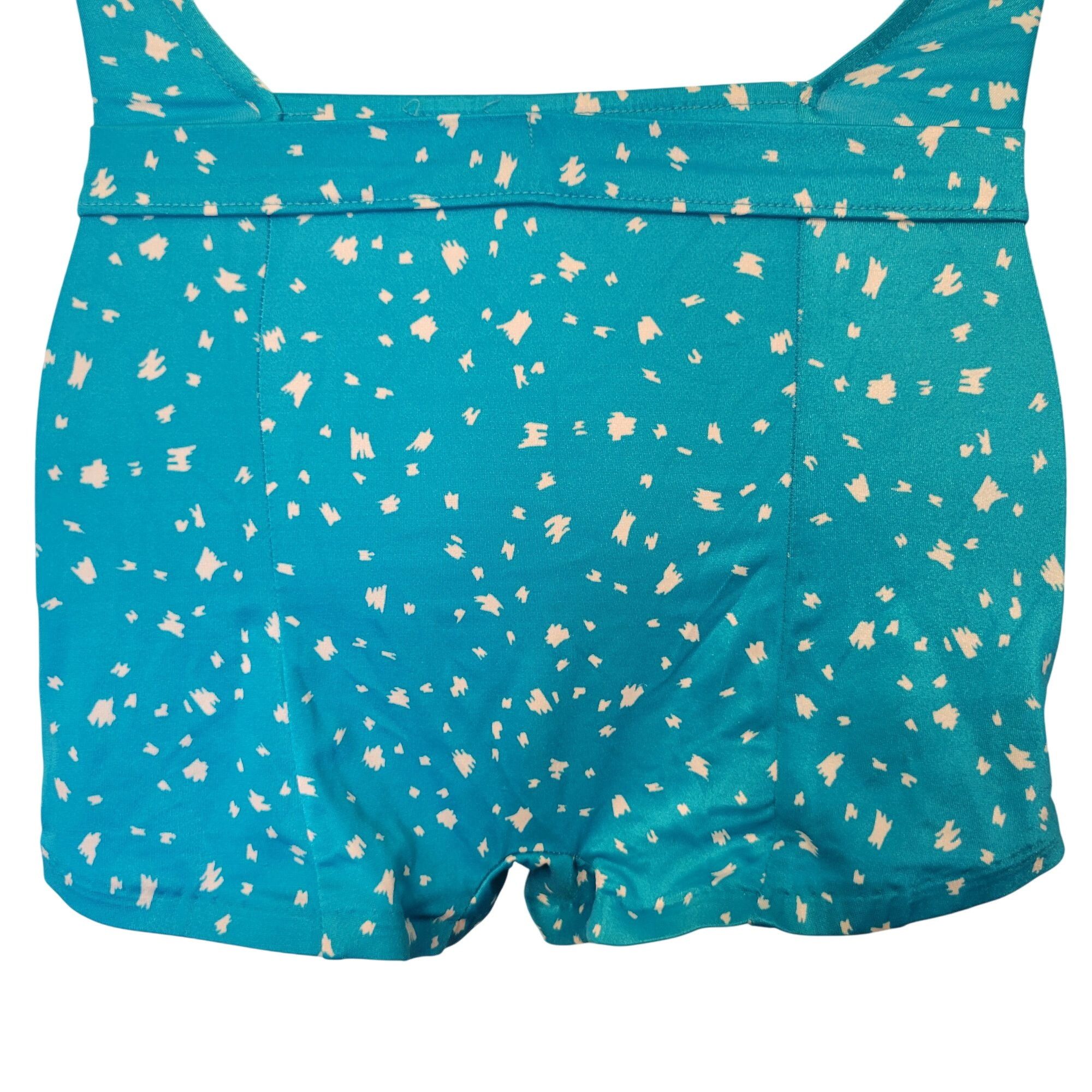 Vintage Vintage 1960S Blue White Abstract Print Swimsuit Belted Wais Size XL / US 12-14 / IT 48-50 - 10 Thumbnail