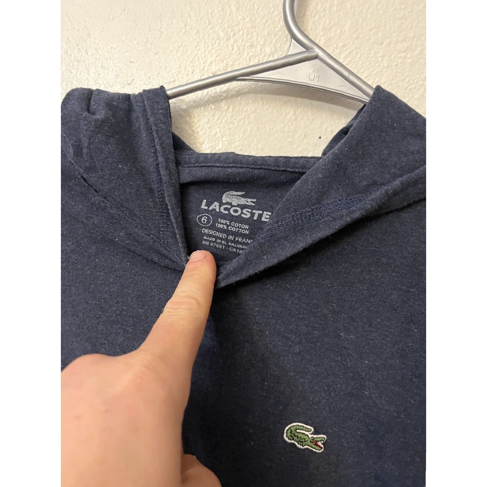 Lacoste Lacoste Mens Size 6 T-Shirt Blue Long Sleeve Pullover Tee No Hooded Drawstring Crew Neck Cotton Knit Embroidered Logo Regular Mens Size US S / EU 44-46 / 1 - 2 Thumbnail