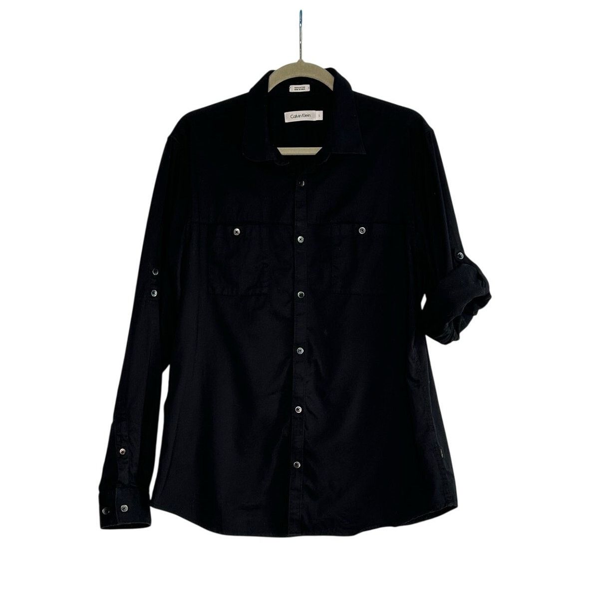 Calvin Klein Calvin Klein black button roll tab sleeves shirt size large Size US L / EU 52-54 / 3 - 7 Thumbnail