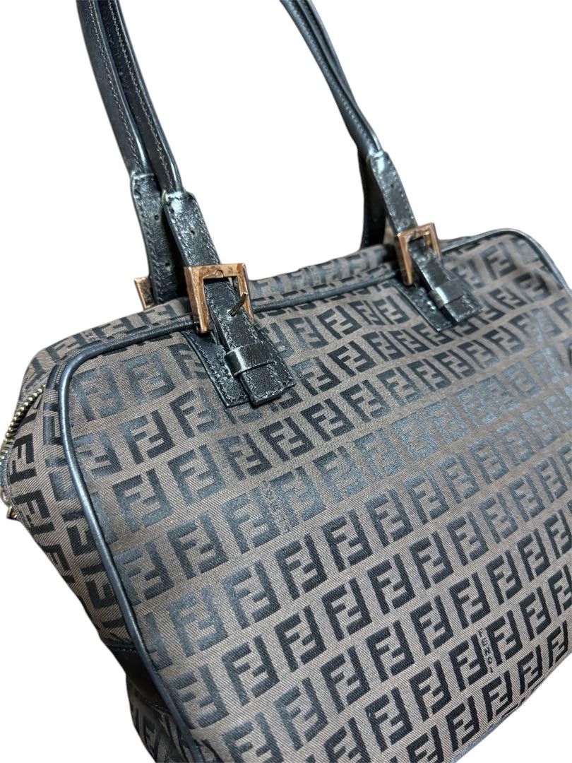 Fendi Fendi - Shoulder Bag Zucchino Pattern Black Brown Handbag Size ONE SIZE - 2 Thumbnail