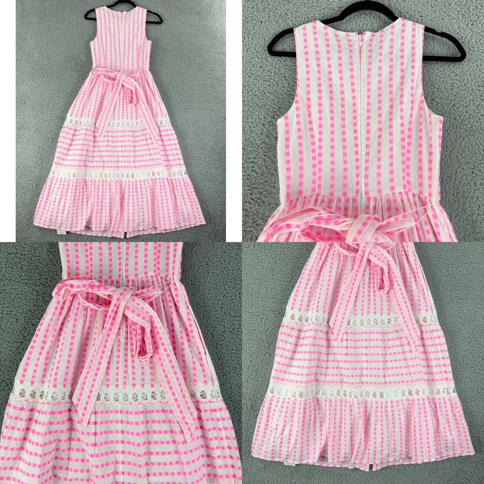 Lilly Pulitzer Lilly Pulitzer Maybella Dress 0 Pink Gingham Tiered Midi Sleeveless Womens Size XS / US 0-2 / IT 36-38 - 9 Thumbnail