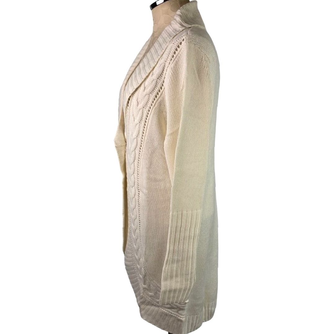Vintage Motto Cardigan Sweater Women Medium Ivory Long Size M / US 6-8 / IT 42-44 - 5 Thumbnail