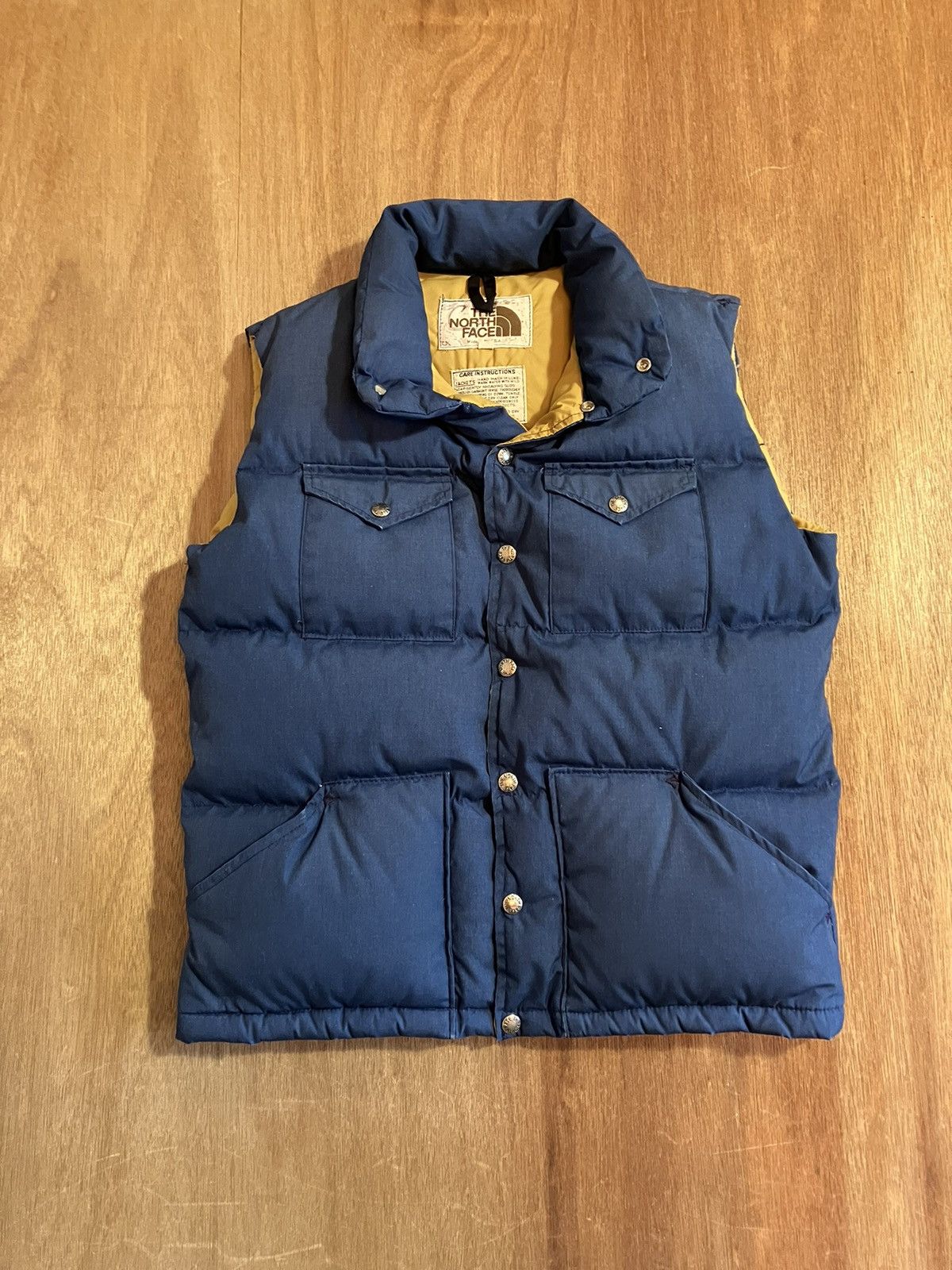 Vintage 70s 80s Vintage North Face Puffer Vest Down Brown Label Blue ...