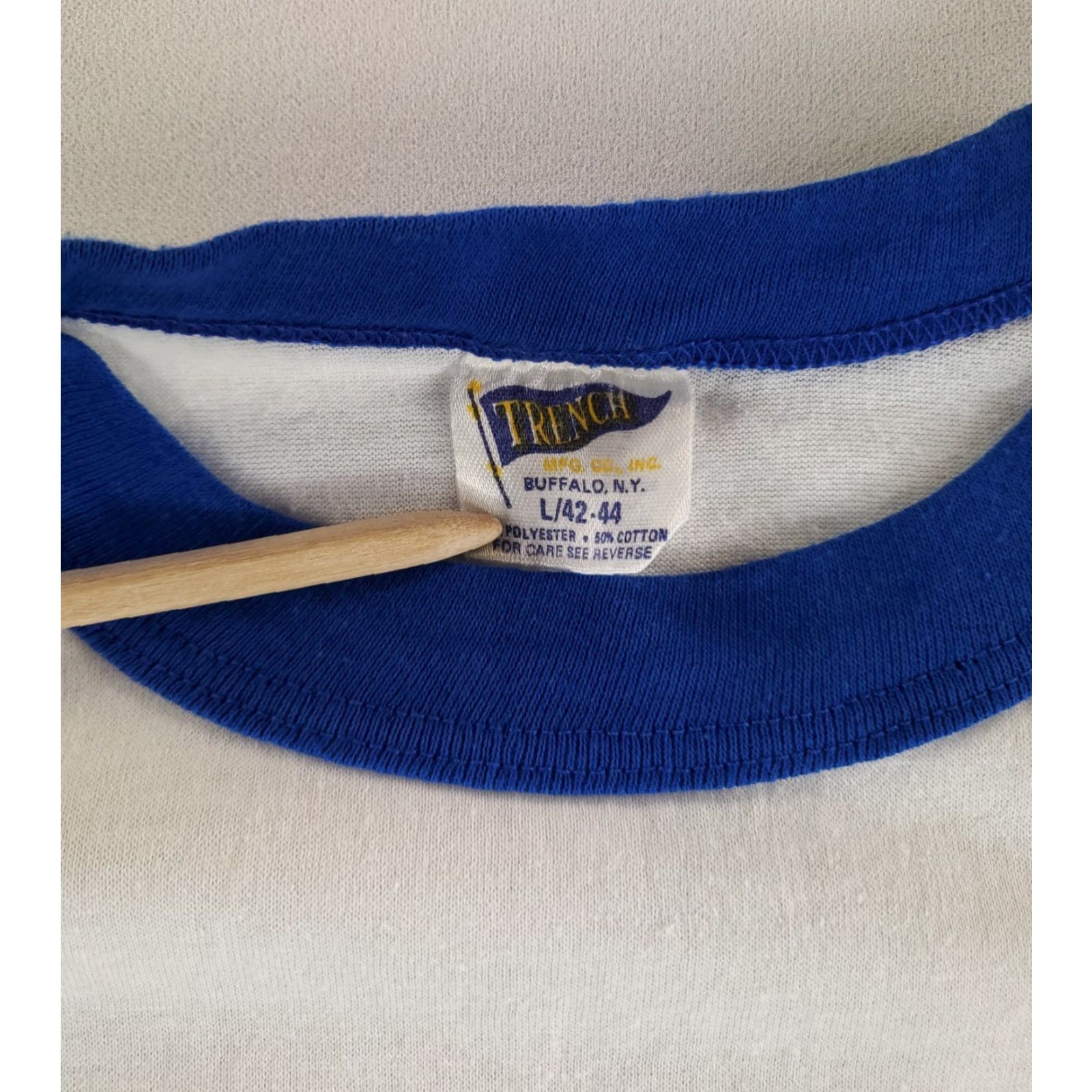 Vintage VINTAGE Kansas City Royals Ringer T Shirt Trench VTG 80s Blue White Made USA Mens L M Size US M / EU 48-50 / 2 - 4 Thumbnail