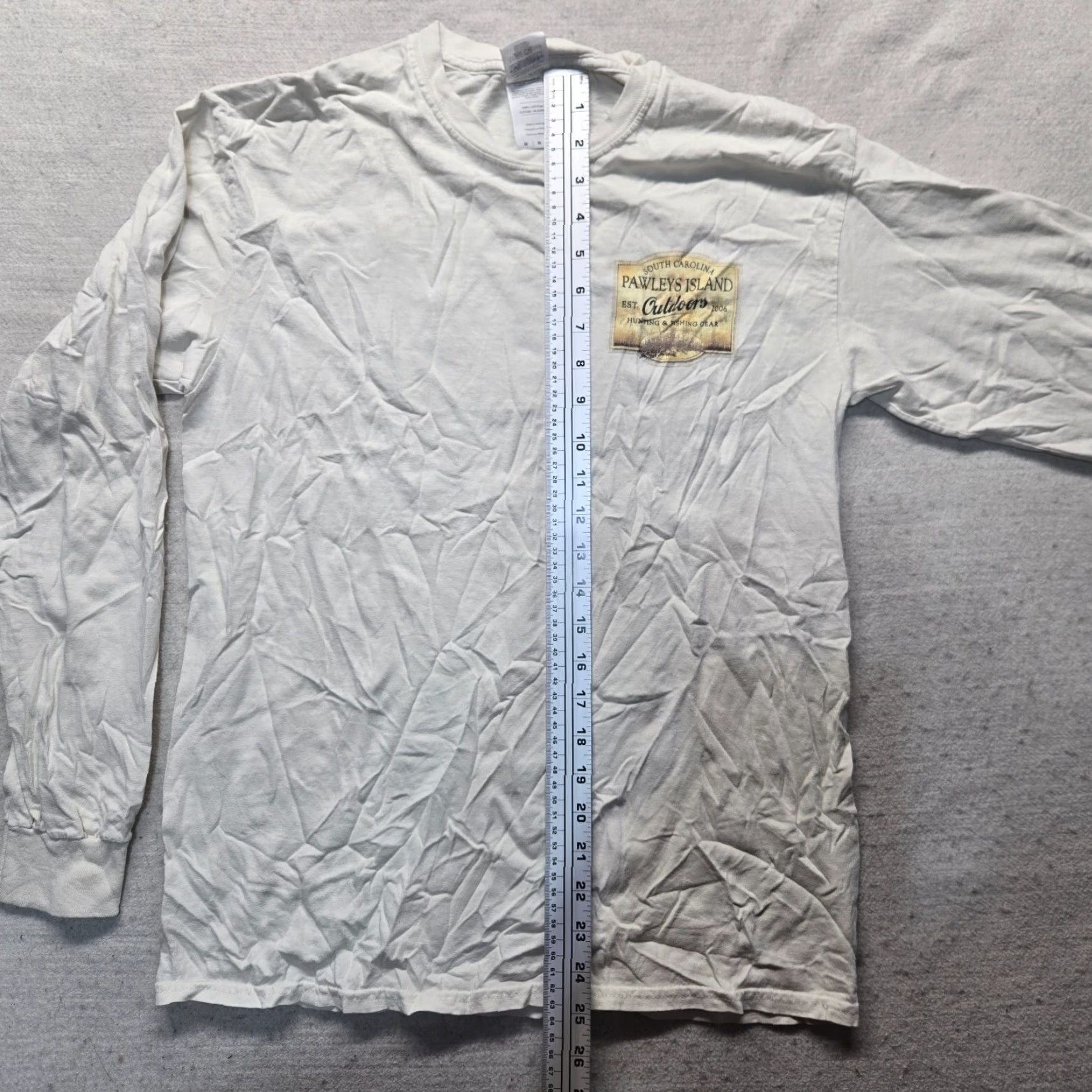 Vintage Pawleys Island South Carolina SC T-Shirt Long Sleeve Adult Men's Size M Medium White Cotton Graphic Tee Size US M / EU 48-50 / 2 - 7 Thumbnail