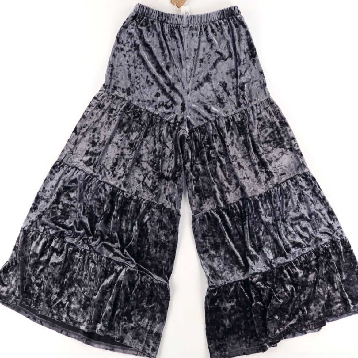 Vintage Natural Life Stretch Velvet Wide Leg Pants Charcoal Women's S Size 28" / US 6 / IT 42 - 4 Thumbnail