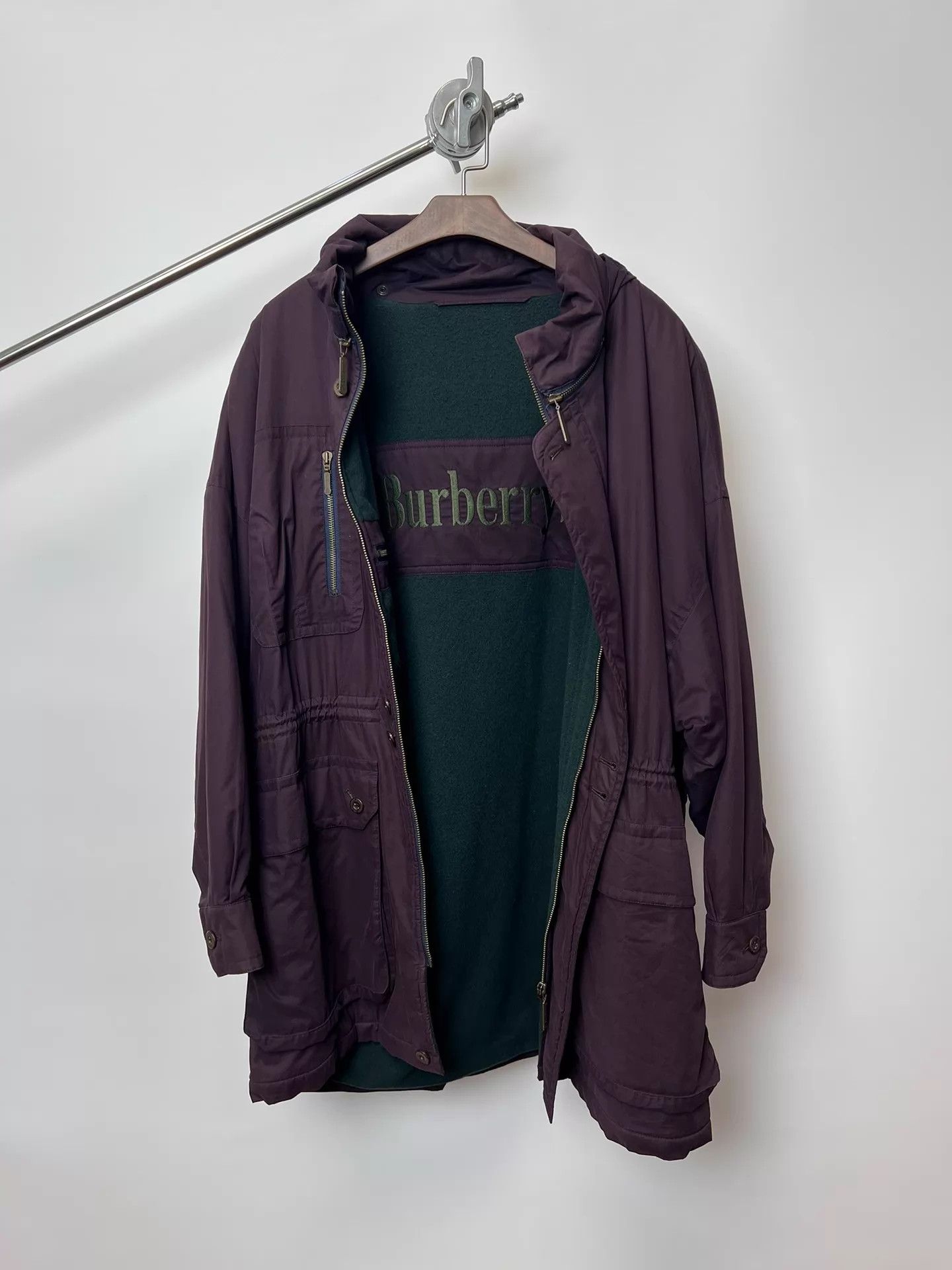 Burberry Burberry Oversized Purple Green Wool Lining Coat Size US XL / EU 56 / 4 - 1 Thumbnail
