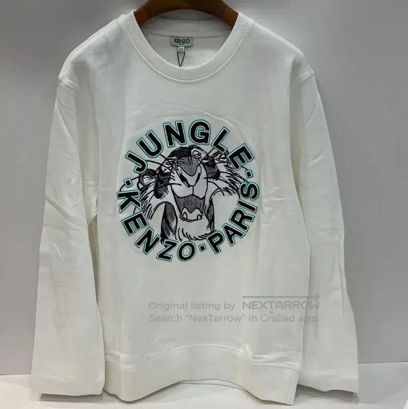 Kenzo Kenzo White Cotton Tiger Head Long Sleeve Top . Size L / US 10 / IT 46 - 1 Thumbnail