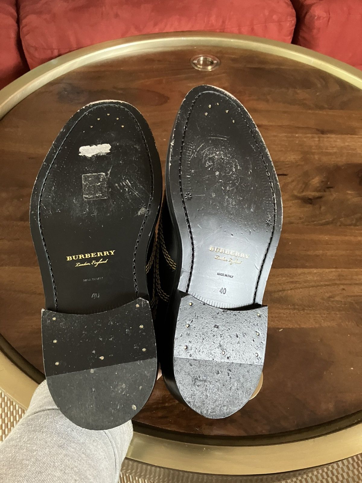 Burberry Burberry Bertram Black Leather Yellow Stitching Oxfords Size US 9 / IT 39 - 7 Thumbnail