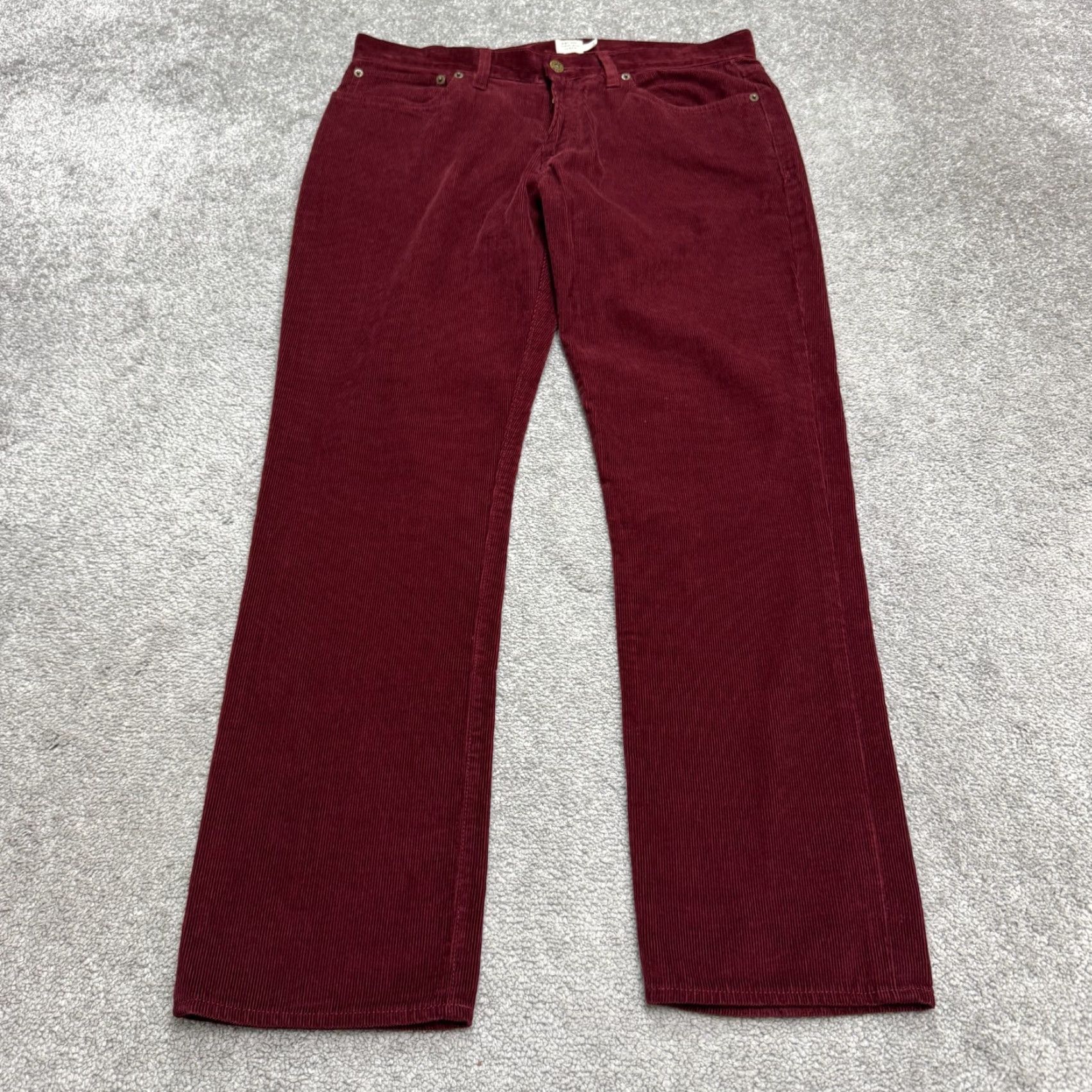 J.Crew J.Crew Slim Fit Corduroy Pants Mens 33x30 Red Cotton Flat Front Chino Classic Preppy 5-Pocket Menswear Size US 33 - 2 Thumbnail
