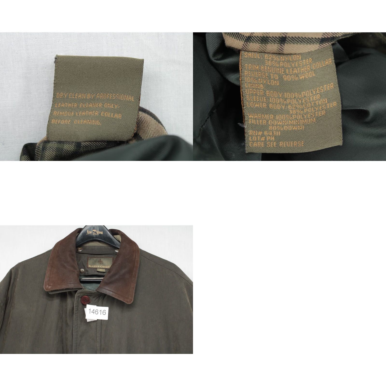 Vintage Rainforest Rainforest Winter Jacket Men XL Removable Liner Down Filled Insulated Parka Olive Green Tan Zip Windproof Size US XL / EU 56 / 4 - 10 Thumbnail