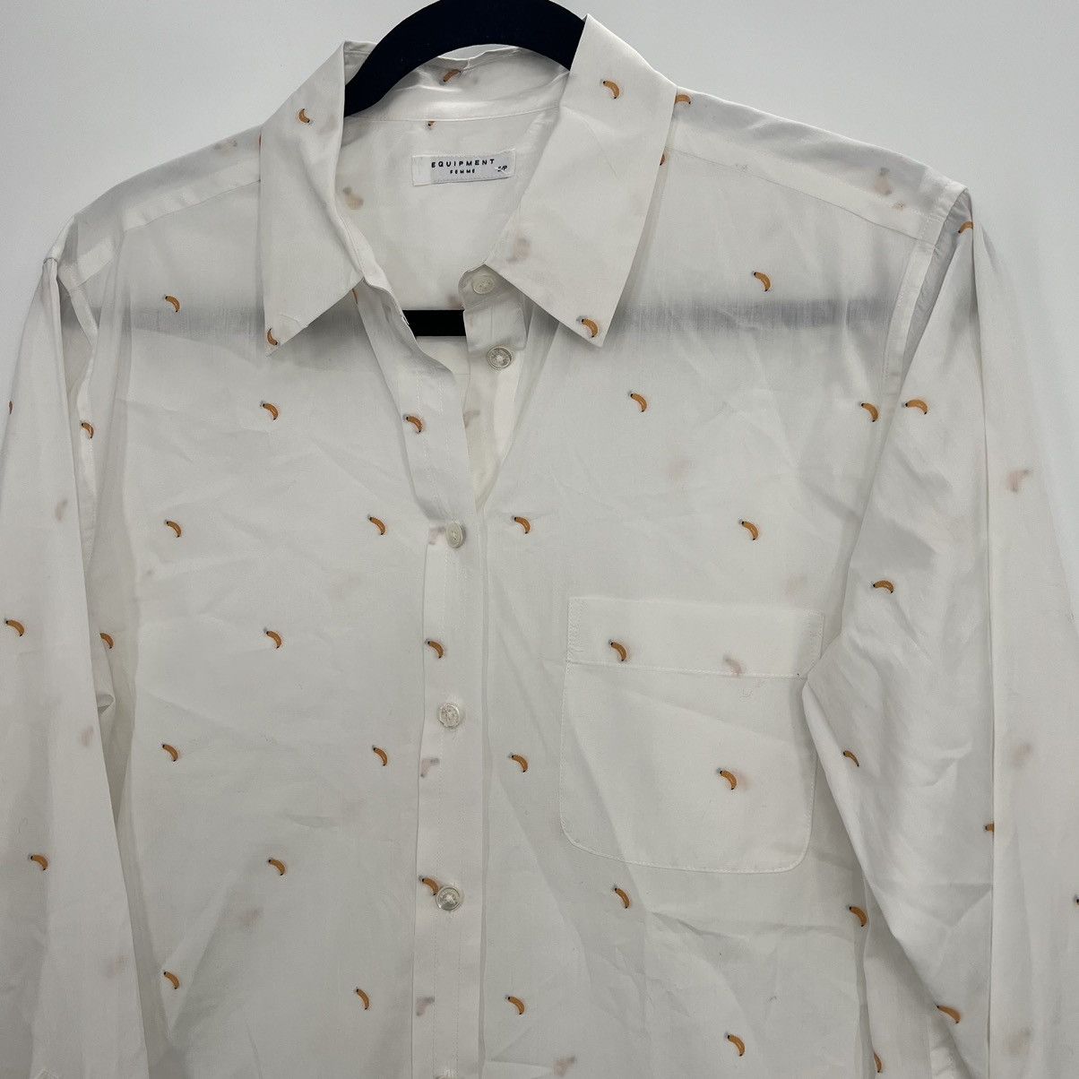 Equipment Equipment Femme White Fruit Banana Embroidered Button Shirt Size S / US 4 / IT 40 - 2 Thumbnail