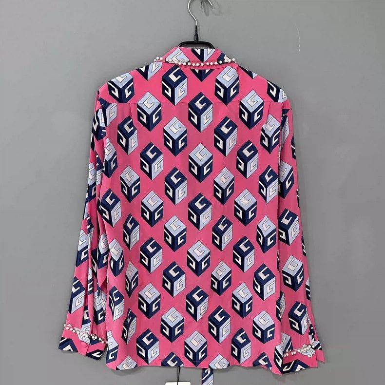 Gucci Gucci Pink pearl cube pattern shirt 2506-Nextarrow Size US XS / EU 42 / 0 - 5 Thumbnail