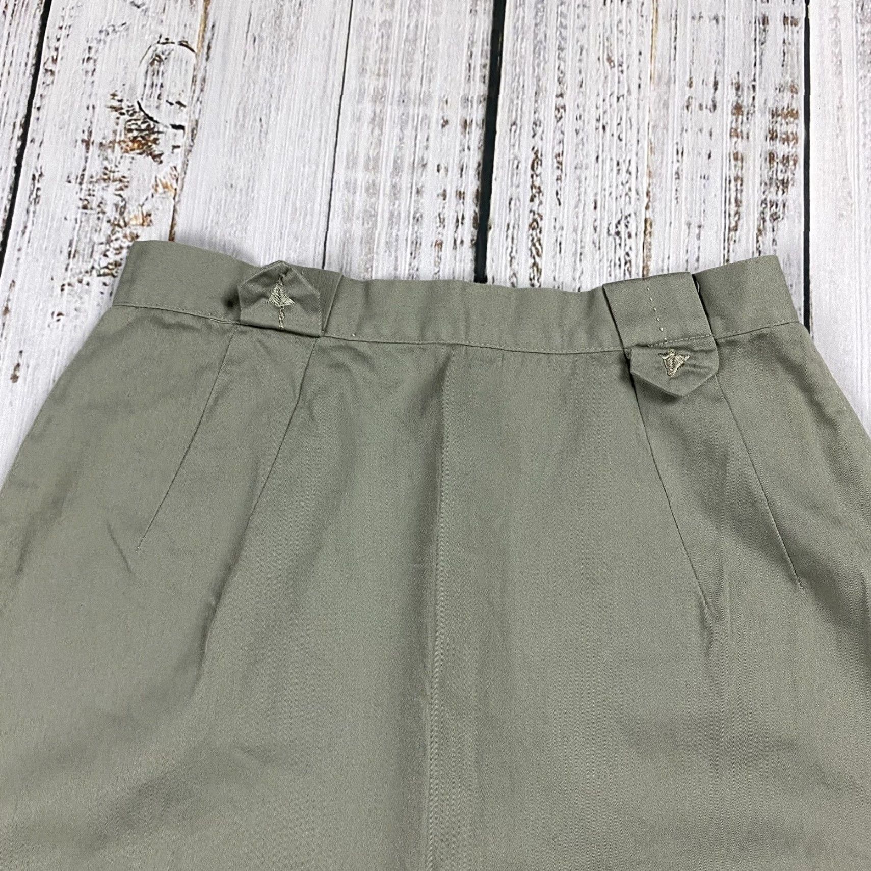 Vintage Vintage 1960s Century of Boston Green Cotton Pencil Skirt Women's 28" Casual Landgirl Style Size 28" / US 6 / IT 42 - 2 Thumbnail