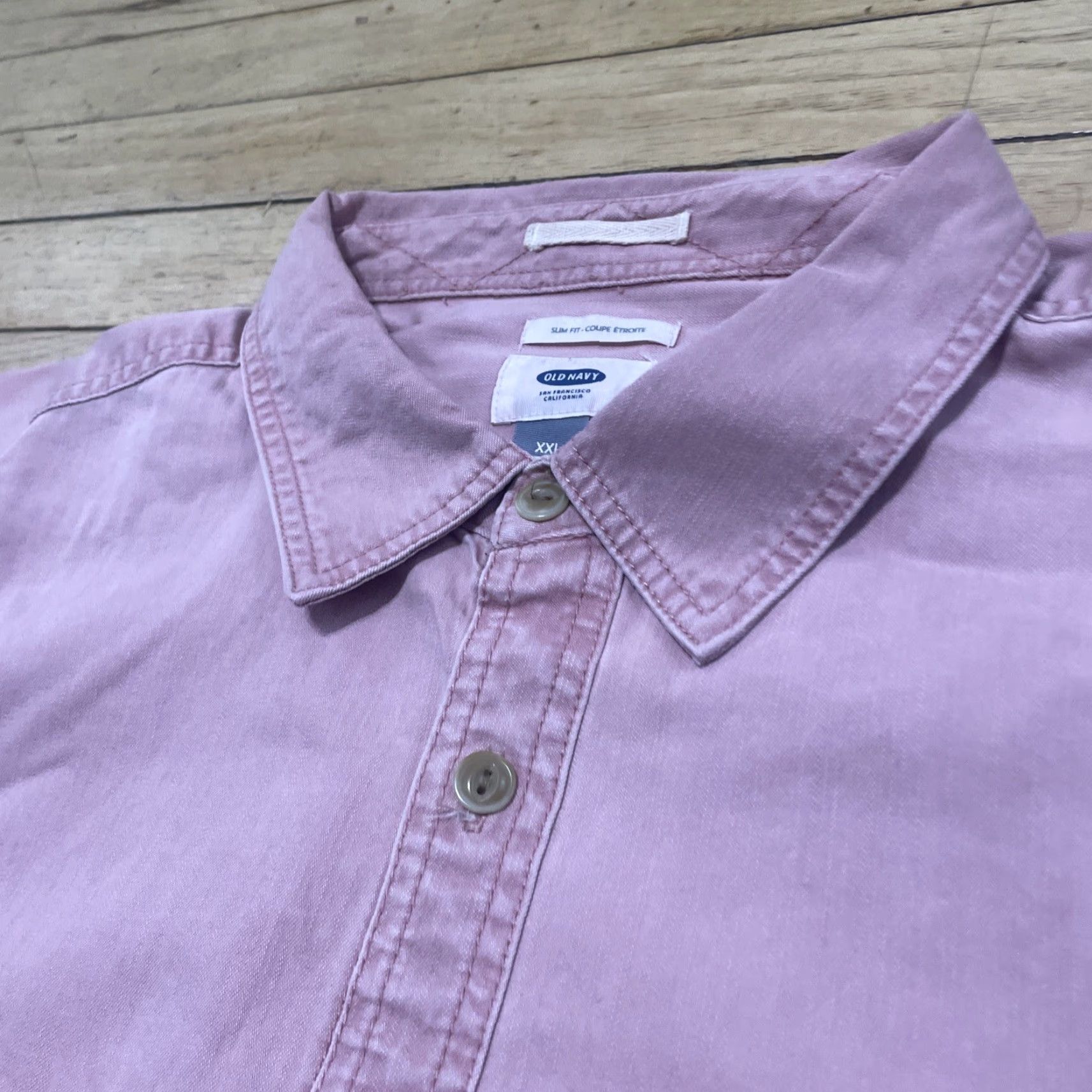 Old Navy Old Navy Shirt Men 2XL Slim Fit Pink Twill Utility Pockets XXL Size US XXL / EU 58 / 5 - 6 Thumbnail