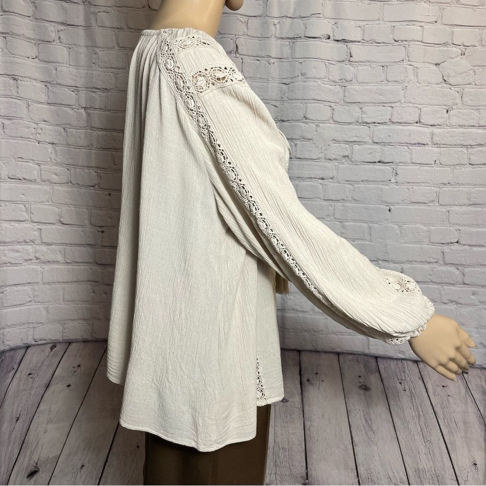 By Together By Together Beige Embroidered Lace Details Rayon Cotton Tun Size M / US 6-8 / IT 42-44 - 3 Thumbnail
