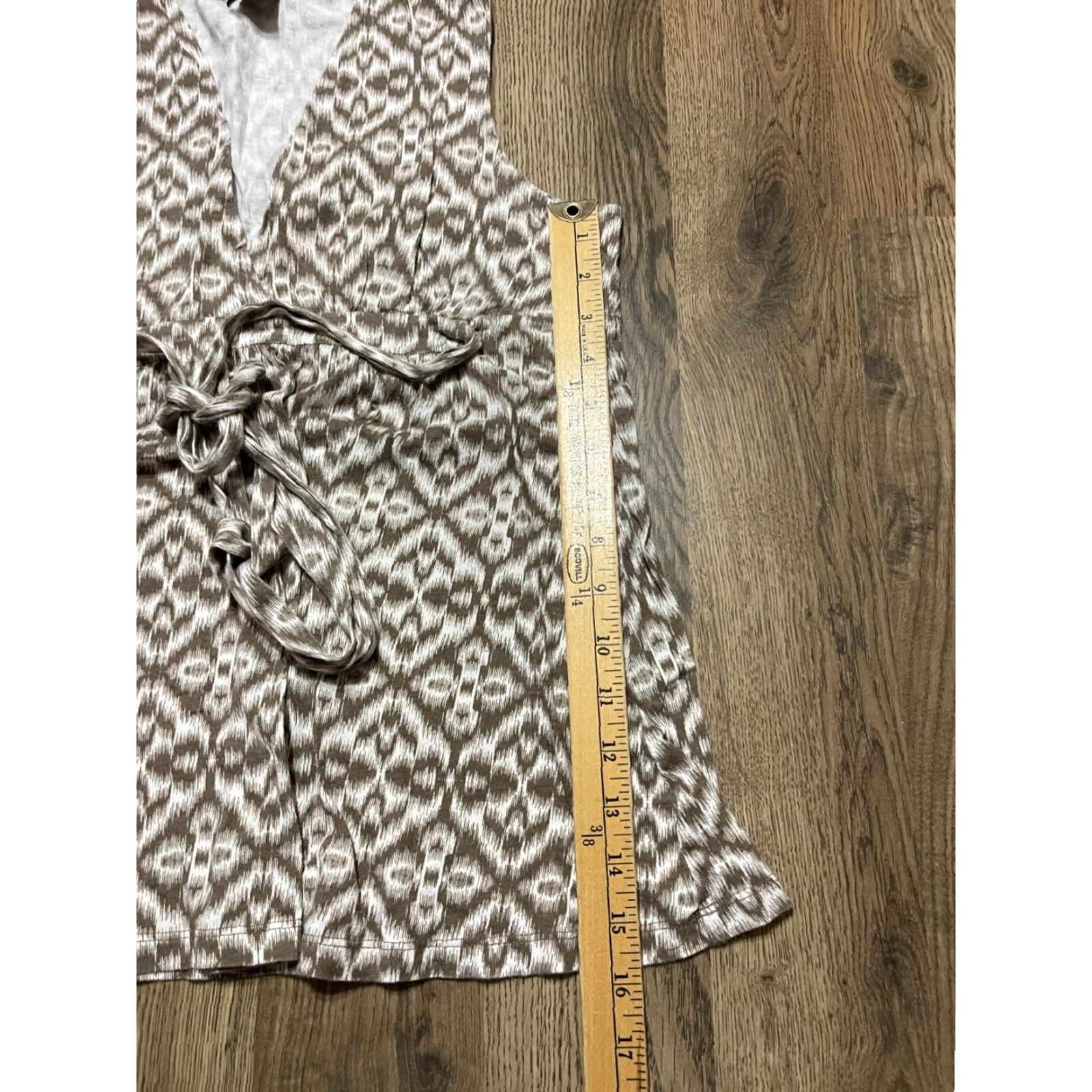 Vintage Wet Seal Tank Top Women's Large V-Neck Tie Waist, Brown White, Sleeveless Casual Shirt Size L / US 10 / IT 46 - 3 Thumbnail