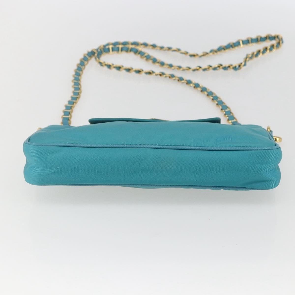 Prada Prada Nylon Chain Shoulder Bag Turquoise Size ONE SIZE - 6 Thumbnail