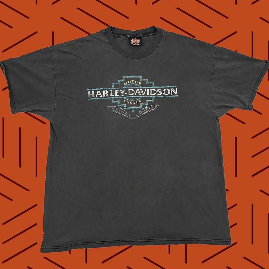 Harley Davidson VINTAGE Harley-Davidson Shirt Mens 2XL Gray 90s USA Made Logo Graphic Print T-Shirt Size US XXL / EU 58 / 5 - 1 Thumbnail
