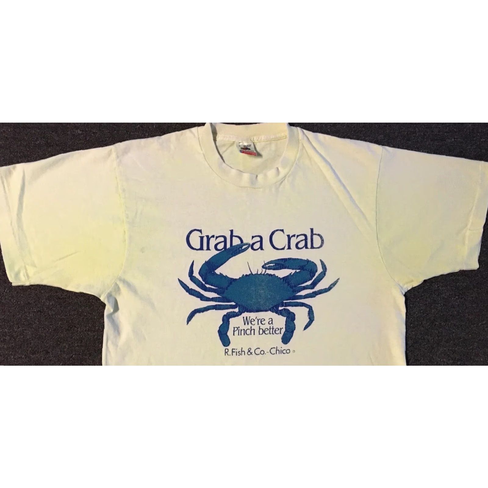 CO Vtg 90s Grab A Crab R. Fish & Co Faded Shirt M Funny Chico Beach Surf Grunge 80s Size US M / EU 48-50 / 2 - 5 Thumbnail
