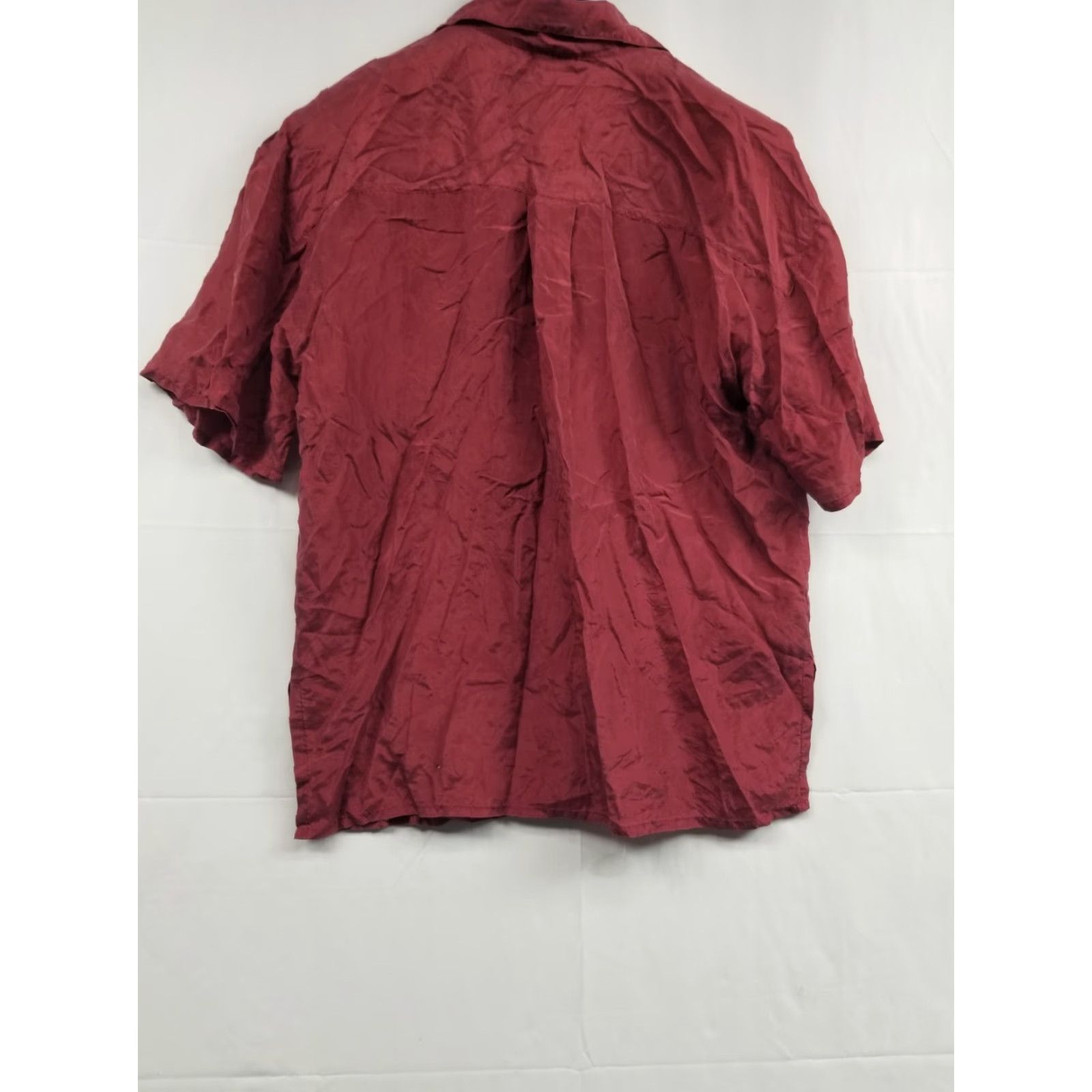Vintage VTG Bamboo Shirt M Burgundy 100% Silk Oversized Top 1990s Casual *Not adding new info* Size M / US 6-8 / IT 42-44 - 2 Thumbnail