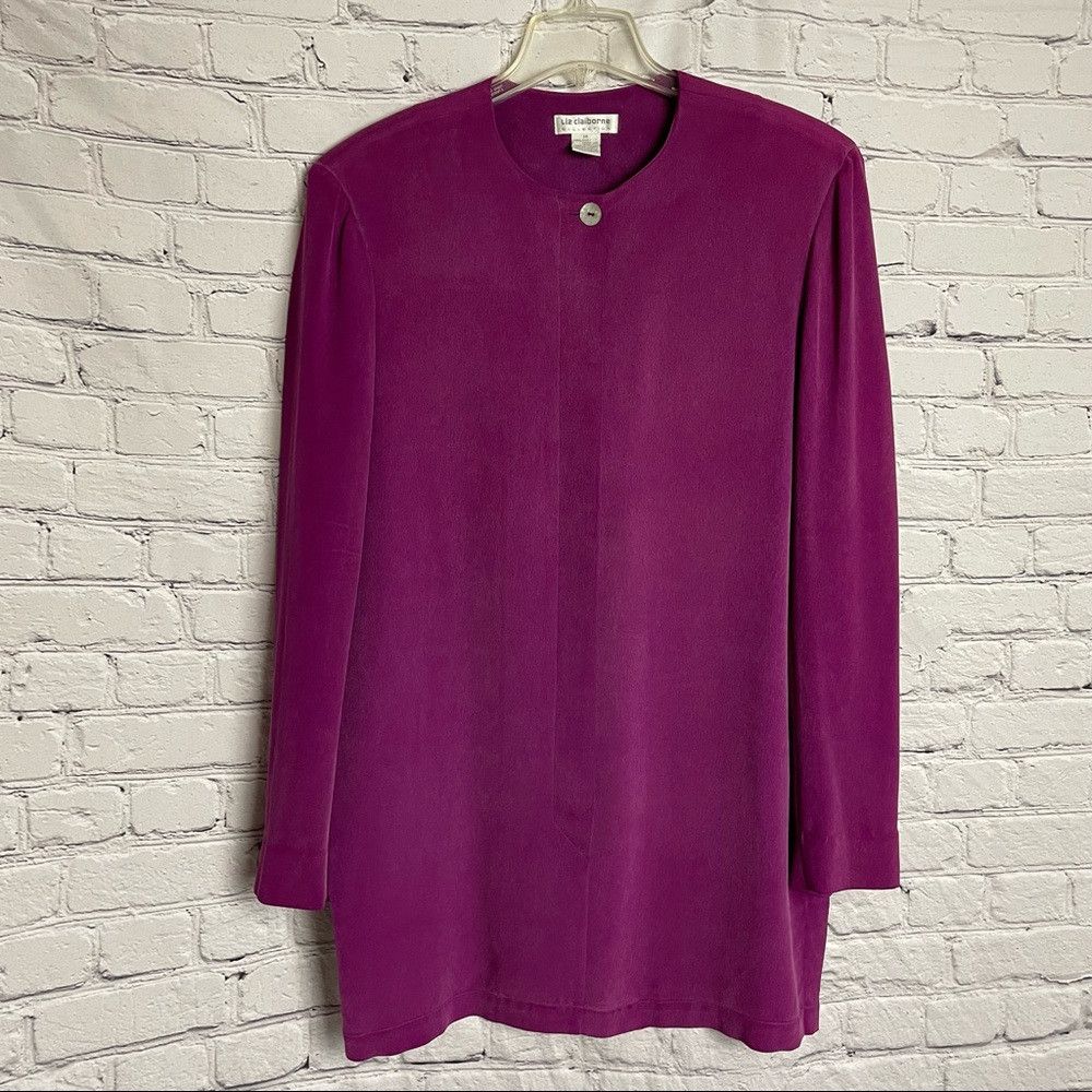 Other Vintage Liz Claiborne Silk Berry Wine Jacket Shirt Size 14 Size XL / US 12-14 / IT 48-50 - 1 Thumbnail