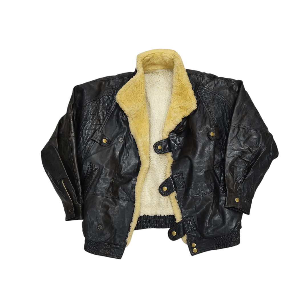 Genuine Leather Vintage 60s Bikers Shearling Fur Lined Leather Jacket Size US M / EU 48-50 / 2 - 11 Thumbnail
