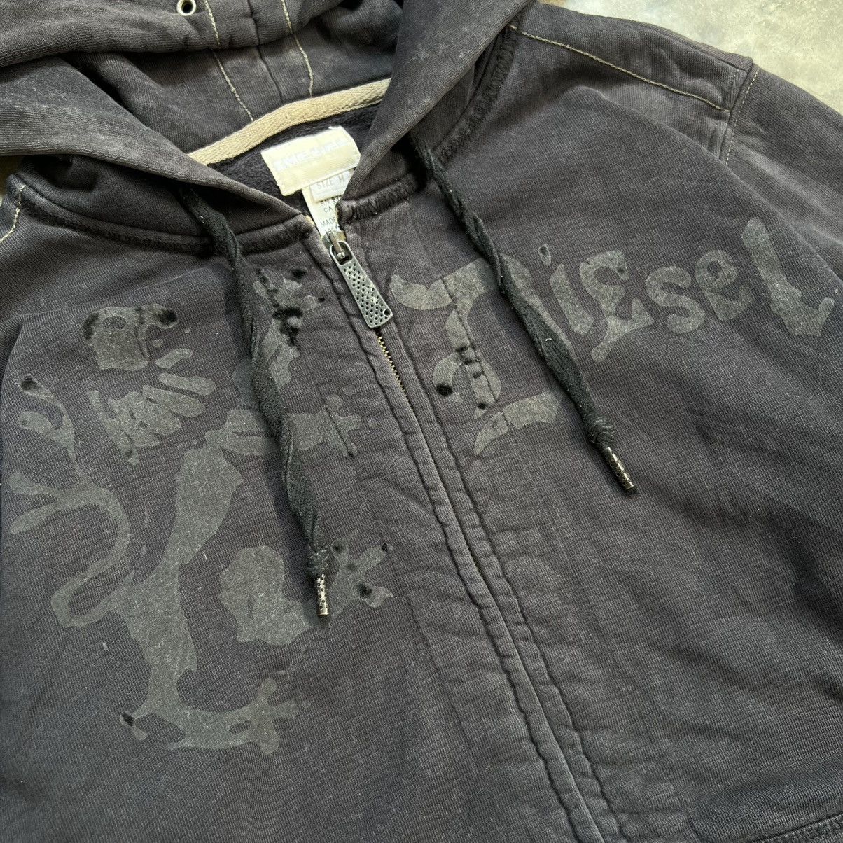 Diesel 2000’s Diesel Vkei Style Distressed Zip Hoodie Size US M / EU 48-50 / 2 - 7 Thumbnail