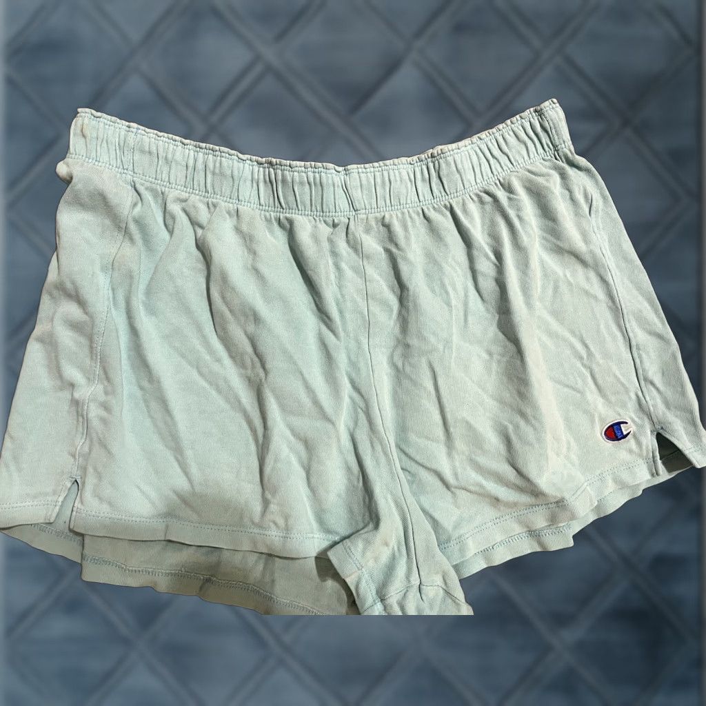 Champion Champion Shorts Women Large Blue Spearmint Logo Athletic Activewear Size 36" / US 14 / IT 50 - 1 Thumbnail