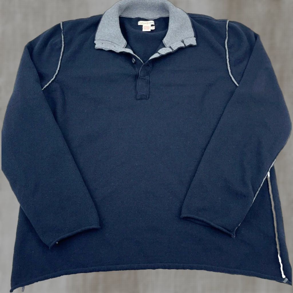 Carbon2Cobalt Corban 2 Cobalt Sweater Men XL Black Gray Pullover 1/2 Zip Knit Thick Lightweight All Seasons Logo Zipper Long Sleeve Regular Adult Sweatshirt Size US XL / EU 56 / 4 - 1 Thumbnail