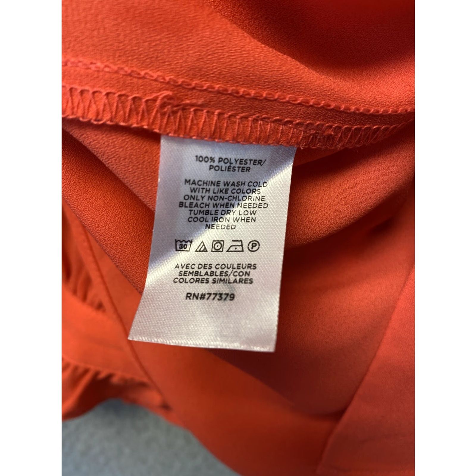 Ann Taylor Ann Taylor LOFT Button-Up Shirt Blouse Women's Coral L Size Button Up Collared Classic/Fitted Sleeve Long Sleeve Polyester Solid Size L / US 10 / IT 46 - 7 Thumbnail