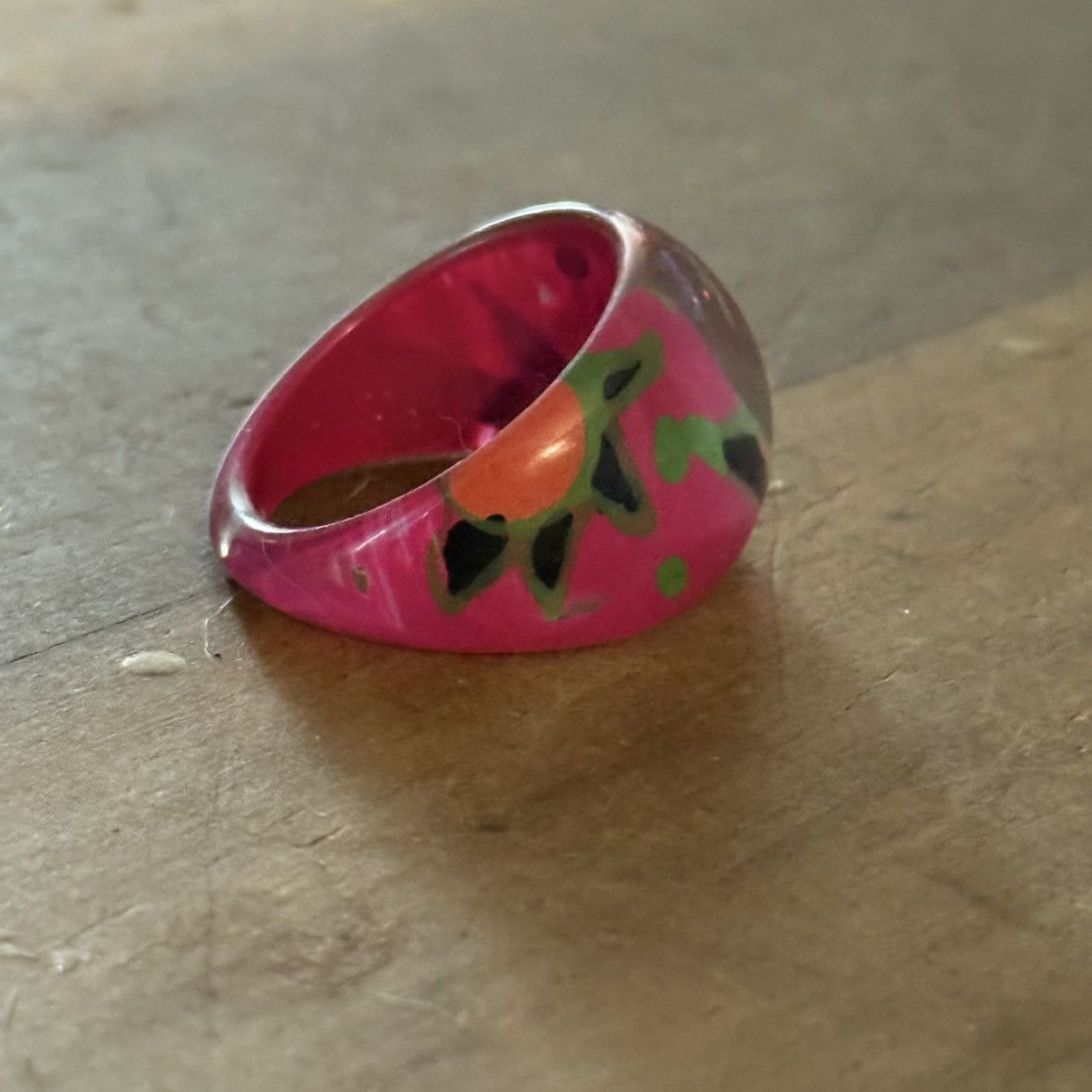 Vintage Vintage pink acrylic sun print dome ring Size ONE SIZE - 5 Thumbnail