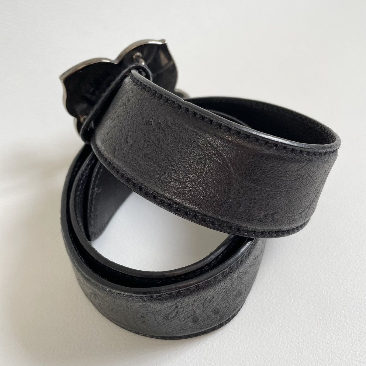 Miu Miu ‘Metal Flower Buckle’ Western Leather Belt Size 32 - 11 Thumbnail